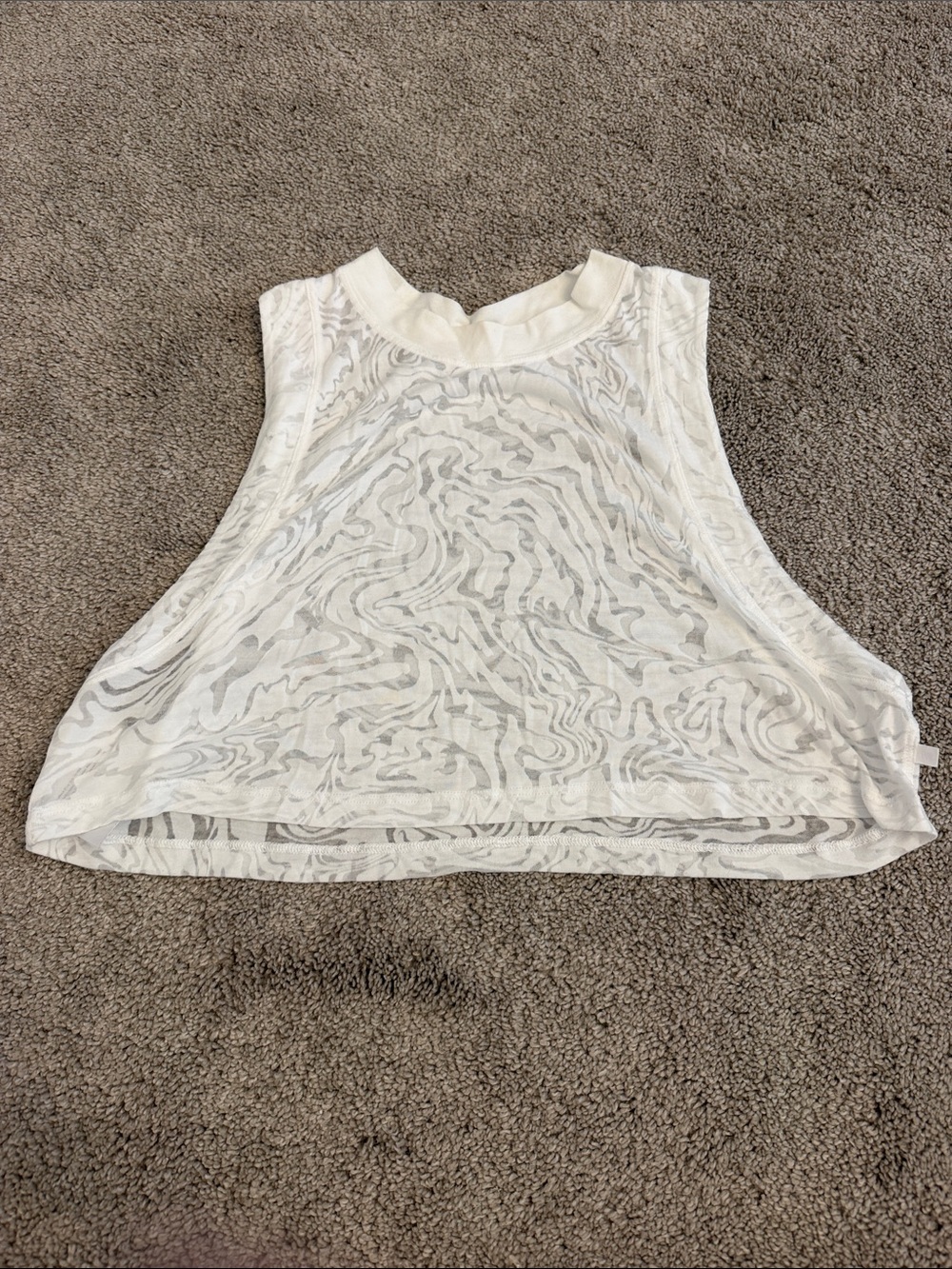 lululemon athletica White Sheer Patterned Crop Tank